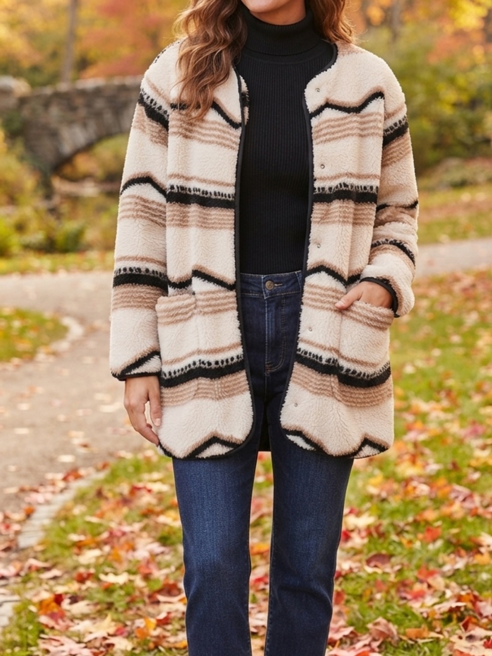 Lou & Grey for Loft Sherpa Button front Neutral Jacket Womens XS Oversized